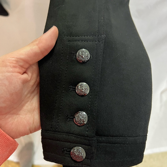 Carmen Marc Valvo Black Faux Suede Jacket Blazer Women’s Size Small EUC - Picture 3 of 8